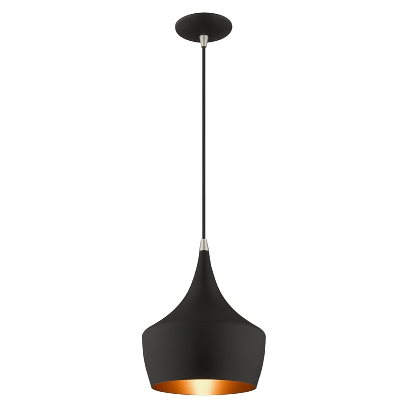 Livex Lighting Waldorf 1-Light Metal Single Pendant in Black