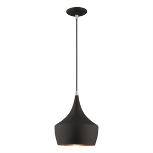 Livex Lighting Waldorf 1-Light Metal Single Pendant in Black