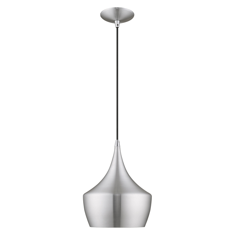 Livex Lighting Waldorf 1-Light Metal Single Pendant in Brushed Aluminum