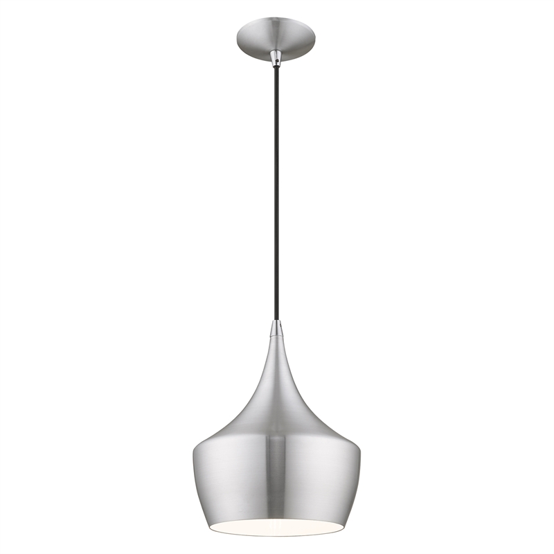 Livex Lighting Waldorf 1-Light Metal Single Pendant in Brushed Aluminum