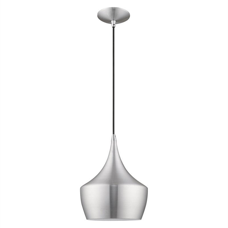 Livex Lighting Waldorf 1-Light Metal Single Pendant in Brushed Aluminum