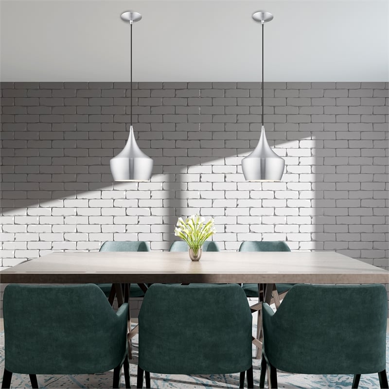 Livex Lighting Waldorf 1-Light Metal Single Pendant in Brushed Aluminum