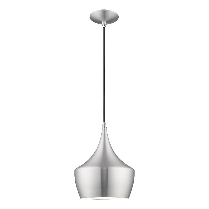 Livex Lighting Waldorf 1-Light Metal Single Pendant in Brushed Aluminum