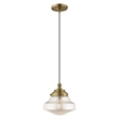 Livex Lighting Avondale 1-Light Metal & Glass Single Pendant in Antique Brass