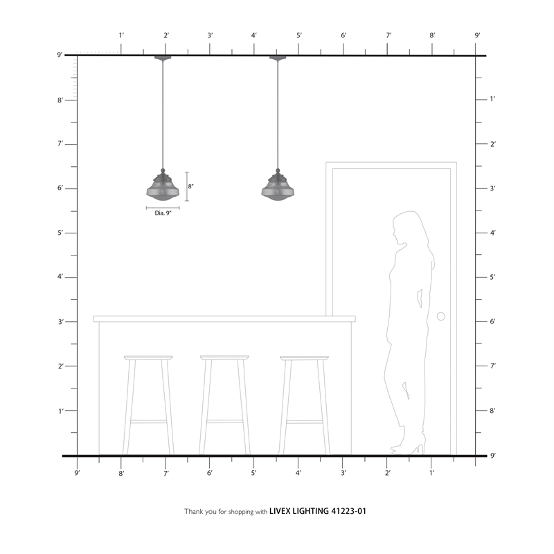 Livex Lighting Avondale 1-Light Metal & Glass Single Pendant in Antique Brass