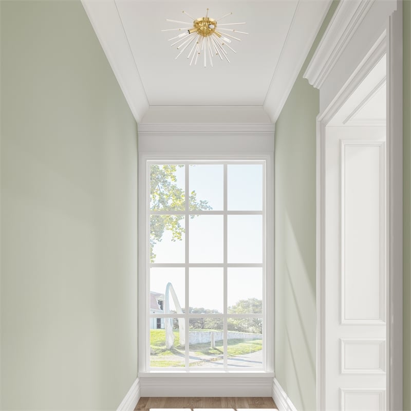 Livex Lighting Utopia 4-Light Mid-Century Metal Ceiling Mount in Satin Brass
