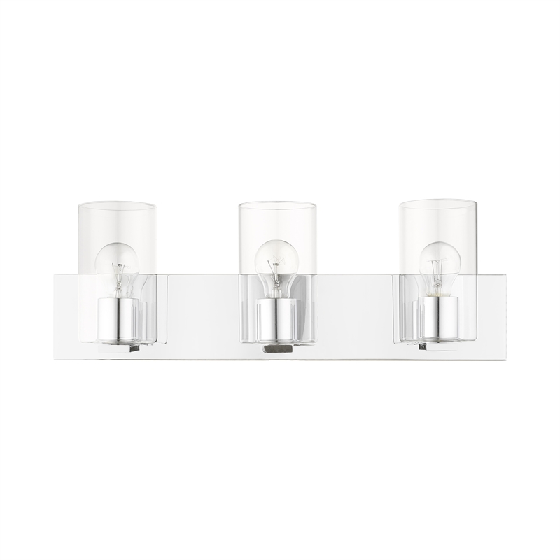 Livex Lighting Zurich 3-Light Metal Bath Vanity Lighting in Polished Chrome