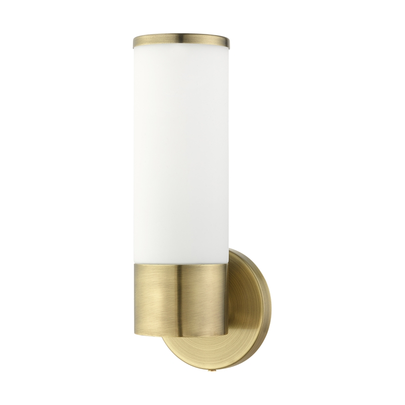 Livex Lighting Lindale 1-Light Metal & Glass ADA Single Sconce in Antique Brass