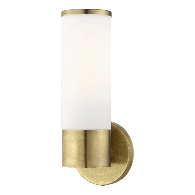 Livex Lighting Lindale 1-Light Metal & Glass ADA Single Sconce in Antique Brass