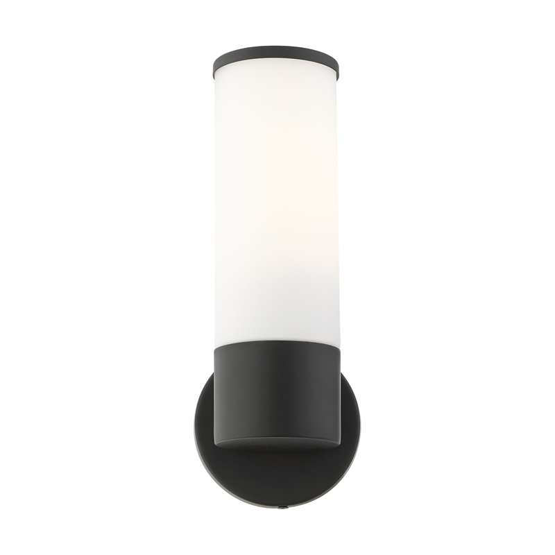 Livex Lighting Lindale 1-Light Metal & Glass ADA Single Sconce in Black