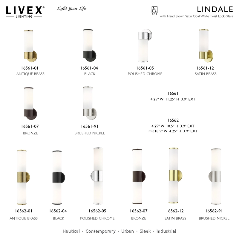 Livex Lighting Lindale 1-Light Metal & Glass ADA Single Sconce in Black