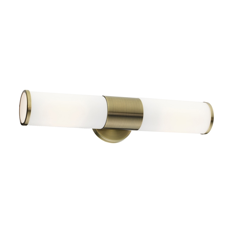 Livex Lighting Lindale 2-Light Metal/Glass Vanity ADA Sconce in Antique Brass