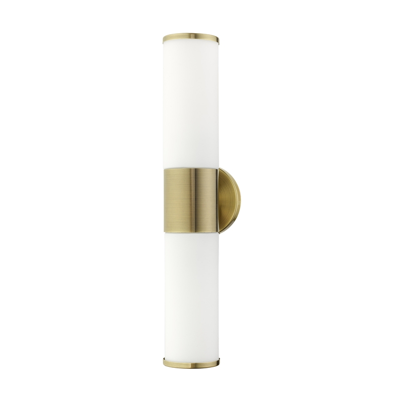 Livex Lighting Lindale 2-Light Metal/Glass Vanity ADA Sconce in Antique Brass