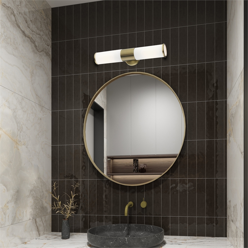 Livex Lighting Lindale 2-Light Metal/Glass Vanity ADA Sconce in Antique Brass