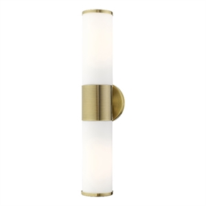 Livex Lighting Lindale 2-Light Metal/Glass Vanity ADA Sconce in Antique Brass