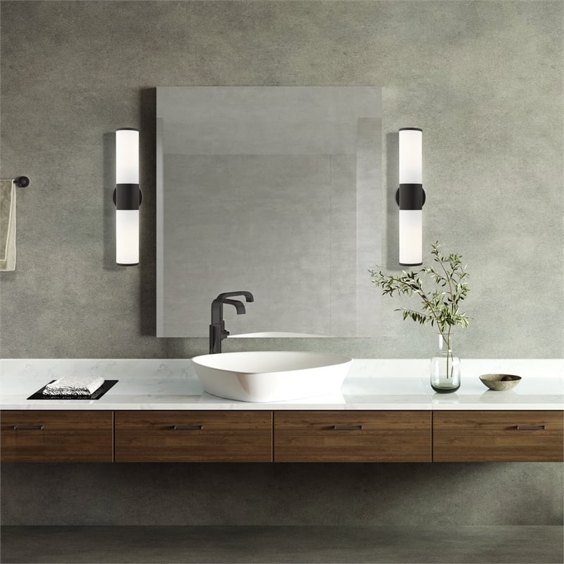 Livex Lighting Lindale 2-Light Metal/Glass Vanity ADA Sconce in Black