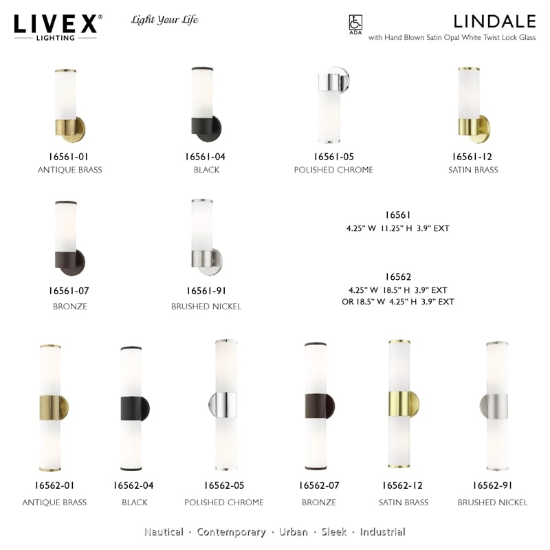 Livex Lighting Lindale 2-Light Metal/Glass Vanity ADA Sconce in Black
