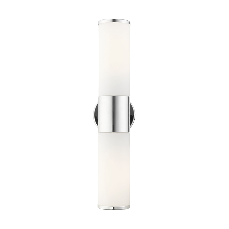 Livex Lighting Lindale 2-Light Metal/Glass Vanity ADA Sconce in Polished Chrome
