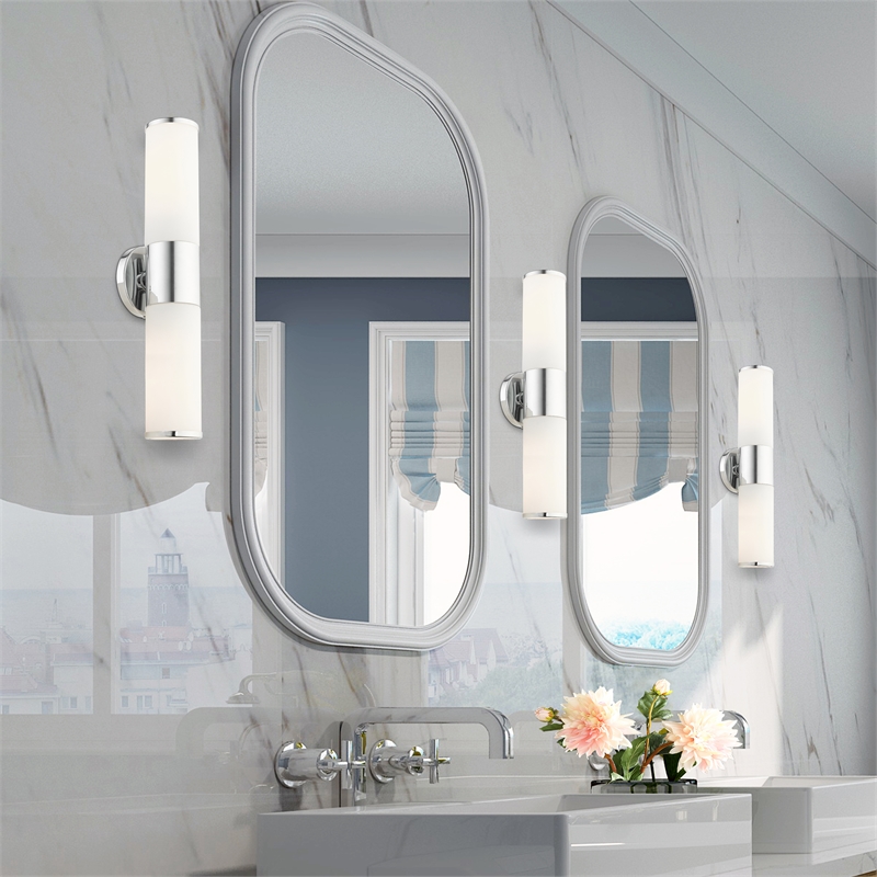 Livex Lighting Lindale 2-Light Metal/Glass Vanity ADA Sconce in Polished Chrome