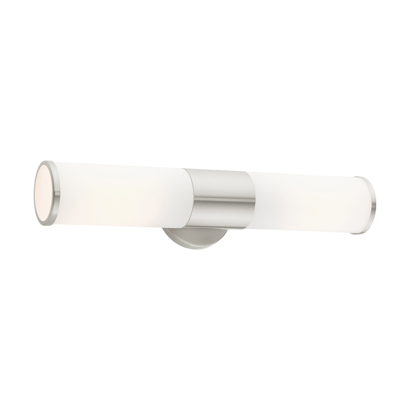 Livex Lighting Lindale 2-Light Metal/Glass Vanity ADA Sconce in Brushed Nickel