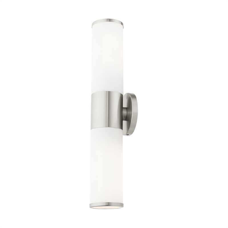 Livex Lighting Lindale 2-Light Metal/Glass Vanity ADA Sconce in Brushed Nickel
