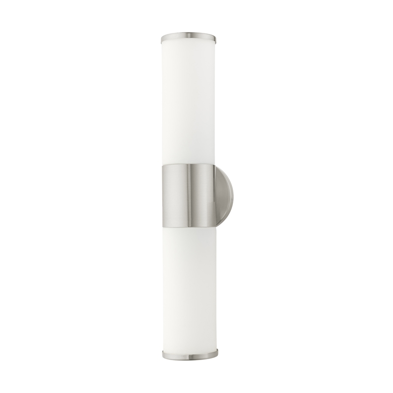 Livex Lighting Lindale 2-Light Metal/Glass Vanity ADA Sconce in Brushed Nickel