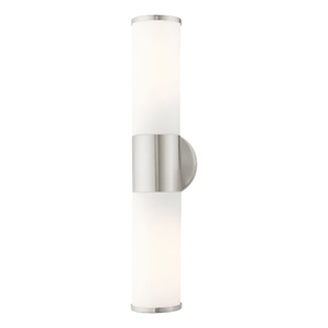 Livex Lighting Lindale 2-Light Metal/Glass Vanity ADA Sconce in Brushed Nickel