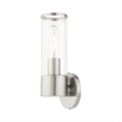 Livex Lighting Banca 1-Light Metal & Glass ADA Single Sconce in Brushed Nickel