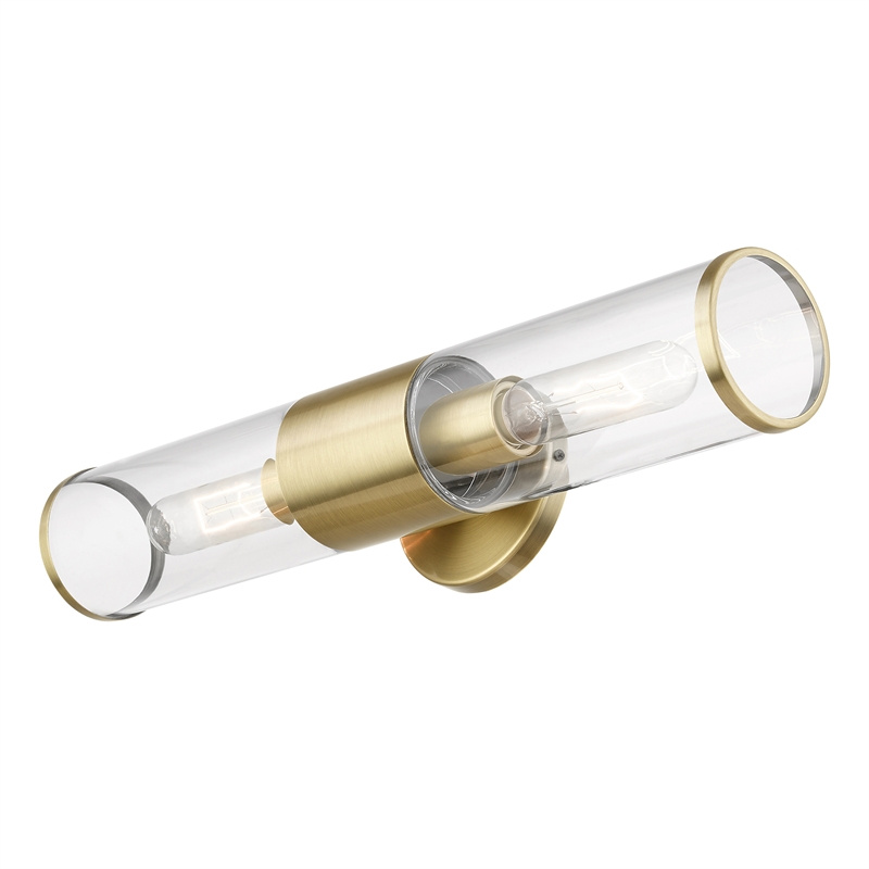 Livex Lighting Banca 2-Light Metal & Glass ADA Vanity Sconce in Antique Brass