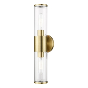 Livex Lighting Banca 2-Light Metal & Glass ADA Vanity Sconce in Antique Brass