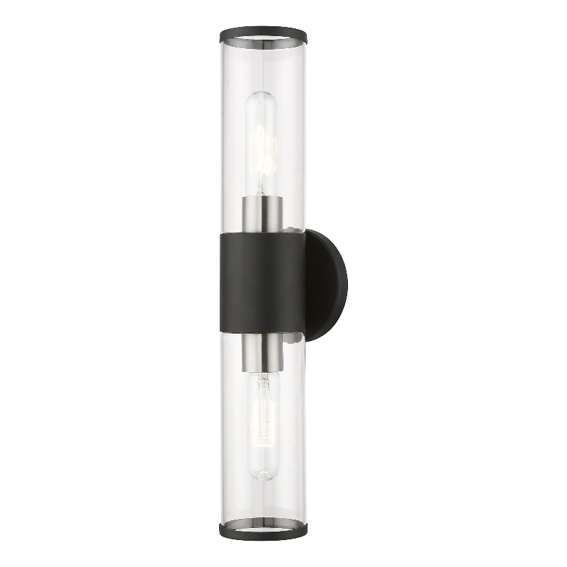Livex Lighting Banca 2-Light Metal & Glass ADA Vanity Sconce in Black