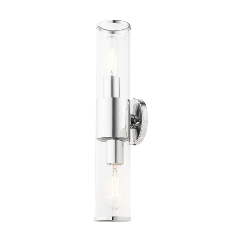 Livex Lighting Banca 2-Light Metal & Glass ADA Vanity Sconce in Polished Chrome