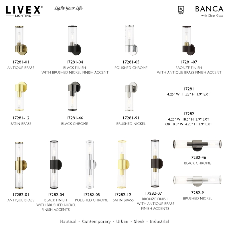 Livex Lighting Banca 2-Light Metal & Glass ADA Vanity Sconce in Bronze
