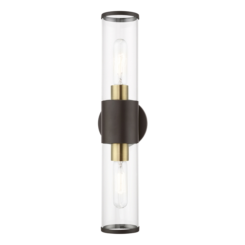 Livex Lighting Banca 2-Light Metal & Glass ADA Vanity Sconce in Bronze