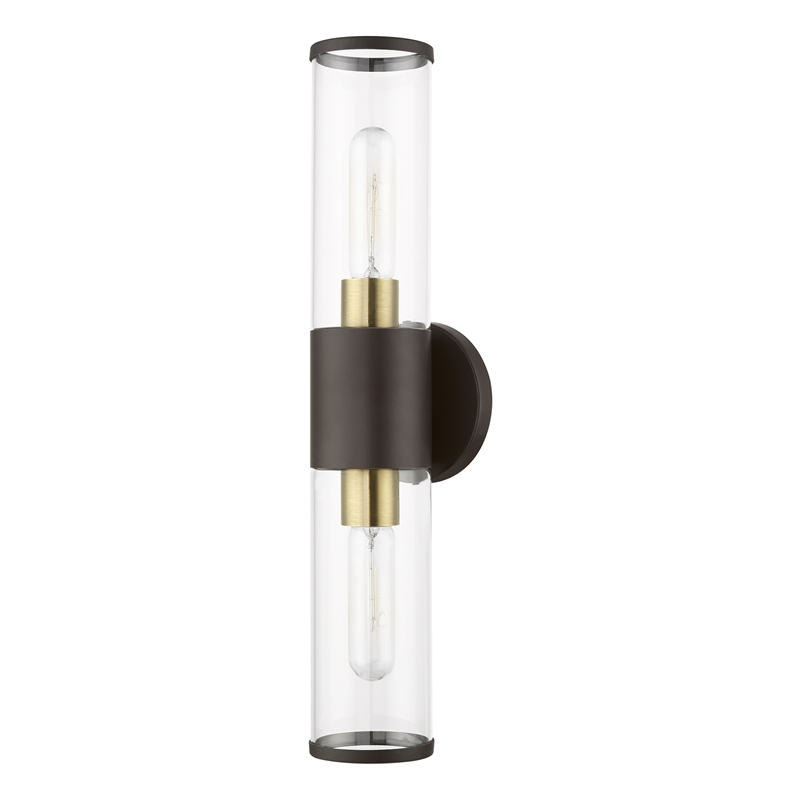 Livex Lighting Banca 2-Light Metal & Glass ADA Vanity Sconce in Bronze