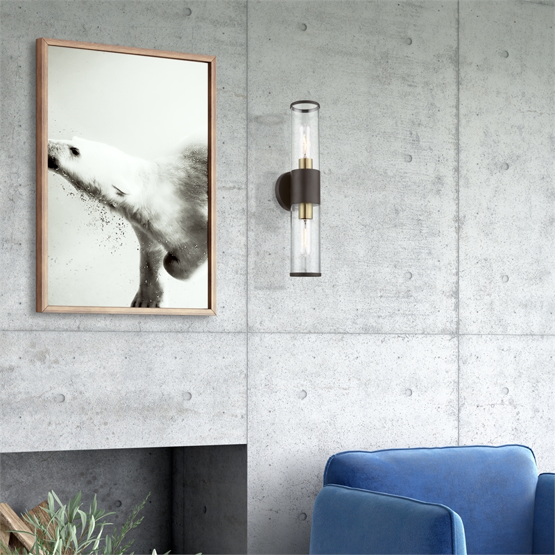 Livex Lighting Banca 2-Light Metal & Glass ADA Vanity Sconce in Bronze