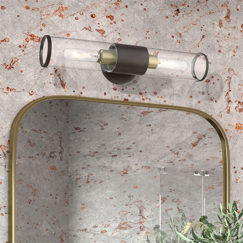 Livex Lighting Banca 2-Light Metal & Glass ADA Vanity Sconce in Bronze