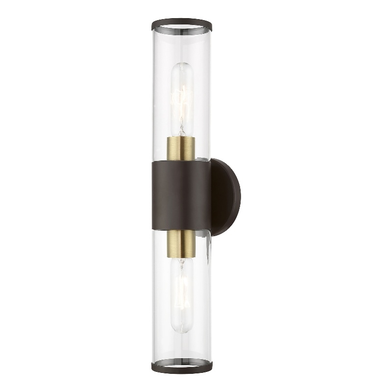 Livex Lighting Banca 2-Light Metal & Glass ADA Vanity Sconce in Bronze