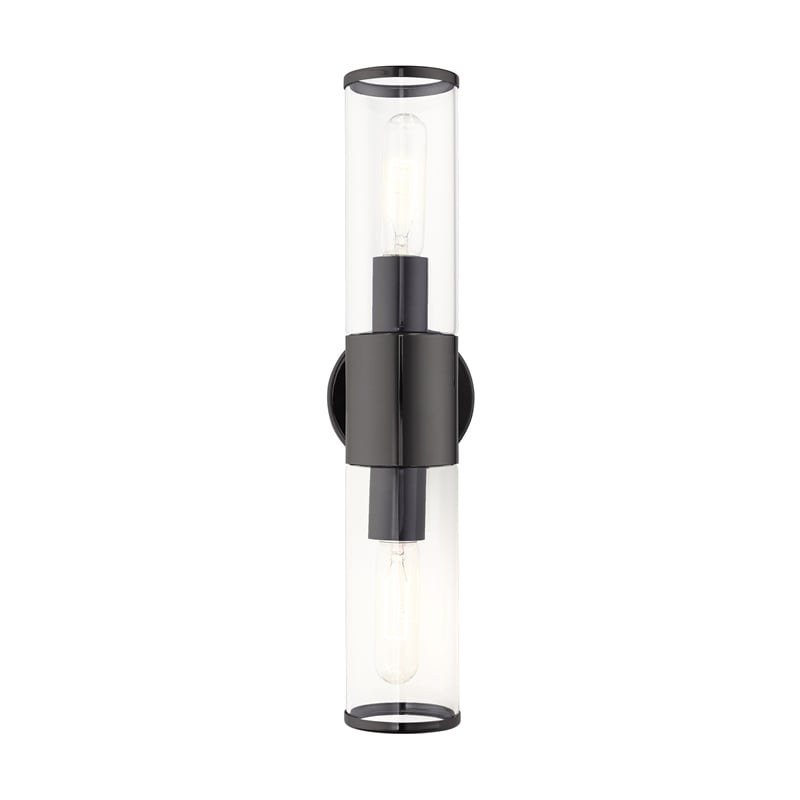 Livex Lighting Banca 2-Light Metal & Glass ADA Vanity Sconce in Black Chrome
