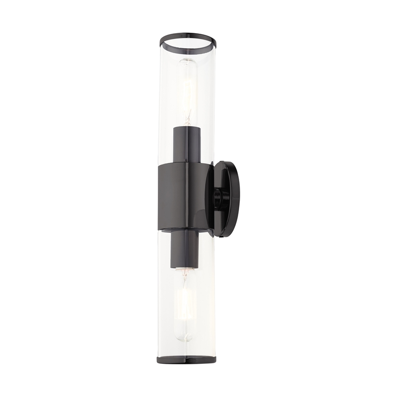 Livex Lighting Banca 2-Light Metal & Glass ADA Vanity Sconce in Black Chrome