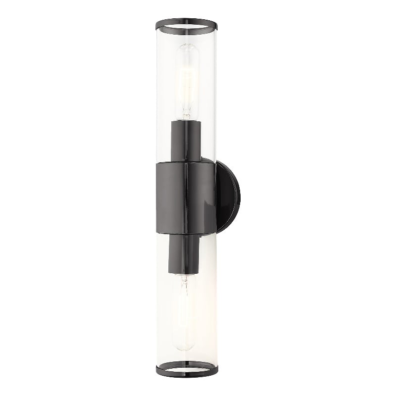 Livex Lighting Banca 2-Light Metal & Glass ADA Vanity Sconce in Black Chrome