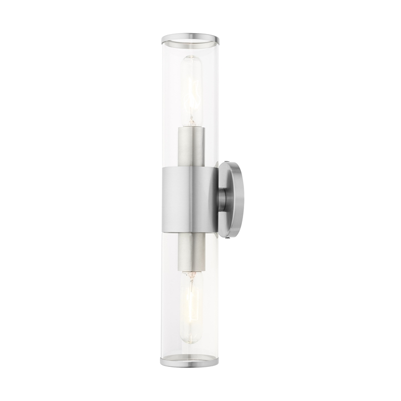 Livex Lighting Banca 2-Light Metal & Glass ADA Vanity Sconce in Brushed Nickel