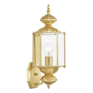 Livex Lighting Outdoor Basics 17.5&quot 1-Light Brass Wall Lantern in Polished Brass