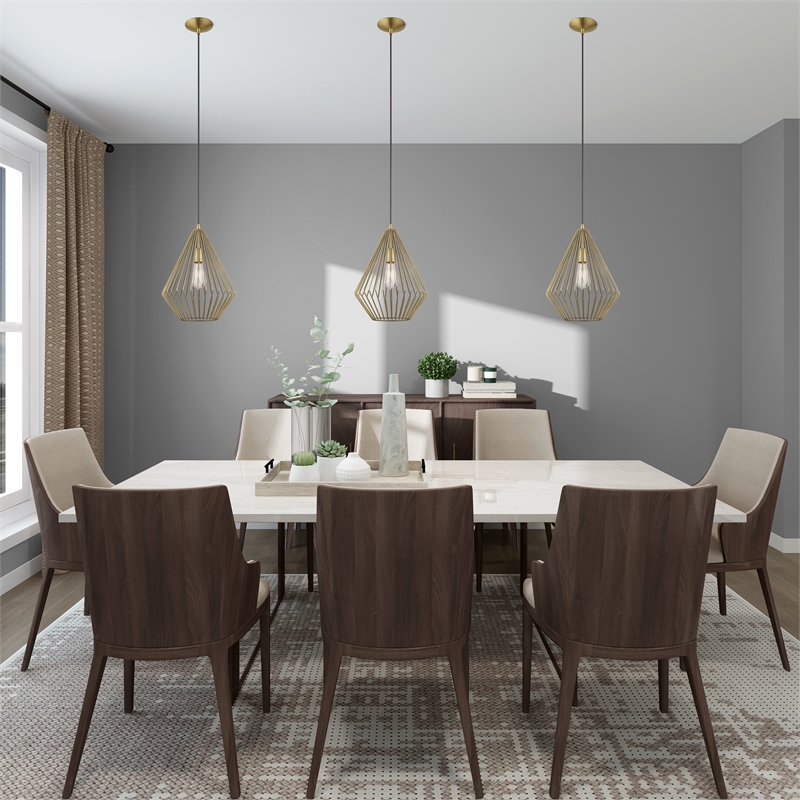 Livex Lighting Linz 1-Light Farmhouse Metal Single Pendant in Antique Brass
