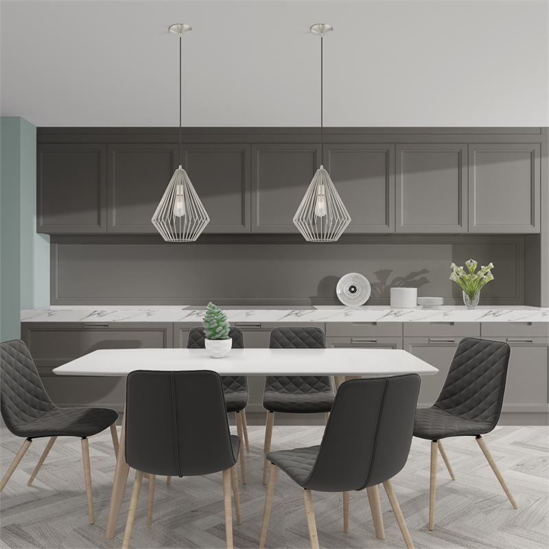 Livex Lighting Linz 1-Light Farmhouse Metal Single Pendant in Brushed Nickel