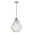 Livex Lighting Linz 1-Light Farmhouse Metal Single Pendant in Brushed Nickel