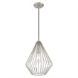 Livex Lighting Linz 1-Light Farmhouse Metal Single Pendant in Brushed Nickel