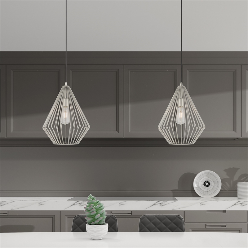 Livex Lighting Linz 1-Light Farmhouse Metal Single Pendant in Brushed Nickel