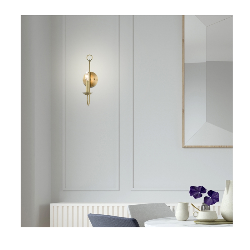 Livex Lighting Estate 1-Light Contemporary Metal Wall Sconce in Antique Brass