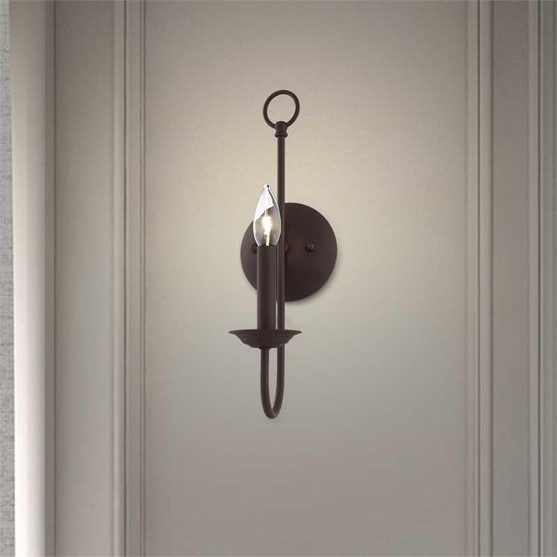 Livex Lighting Estate 1-Light Contemporary Metal Wall Sconce in Bronze